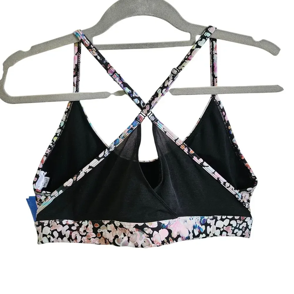 Reebok Strappy Back Sports Bra Multicolor Dots Oil Slick Spots Earthy Tone XL